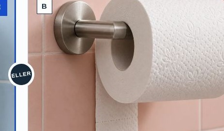 Toiletpapir med den løse ende ind mod væggen