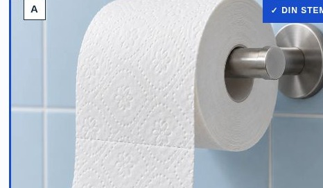 Toiletpapir med den løse ende foran rullen